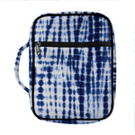 Blue Tie Dye Shibori Print Front Pocket Bible Bag