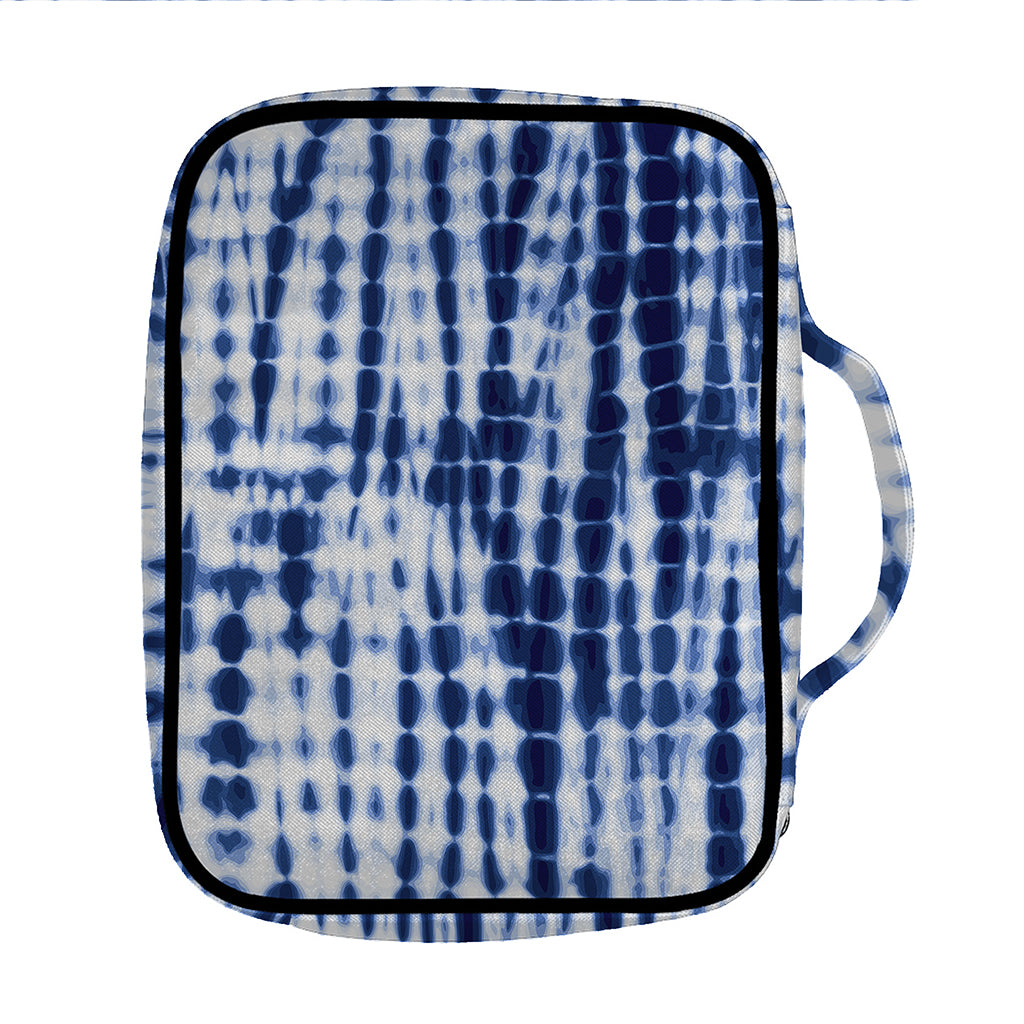 Blue Tie Dye Shibori Print Front Pocket Bible Bag