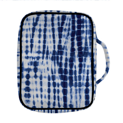 Blue Tie Dye Shibori Print Front Pocket Bible Bag