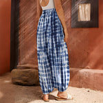 Blue Tie Dye Shibori Print Harem Pants