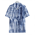 Blue Tie Dye Shibori Print Hawaiian Shirt