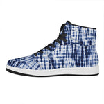 Blue Tie Dye Shibori Print High Top Leather Sneakers