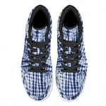Blue Tie Dye Shibori Print High Top Leather Sneakers