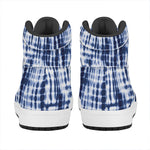 Blue Tie Dye Shibori Print High Top Leather Sneakers