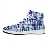 Blue Tie Dye Shibori Print High Top Leather Sneakers