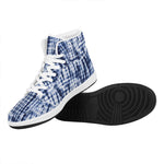 Blue Tie Dye Shibori Print High Top Leather Sneakers
