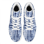 Blue Tie Dye Shibori Print High Top Leather Sneakers