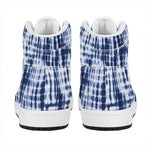 Blue Tie Dye Shibori Print High Top Leather Sneakers