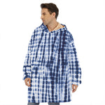 Blue Tie Dye Shibori Print Hoodie Blanket