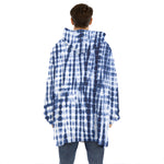 Blue Tie Dye Shibori Print Hoodie Blanket
