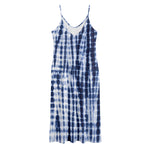 Blue Tie Dye Shibori Print Jersey Midi Cami Dress