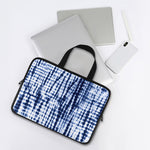 Blue Tie Dye Shibori Print Laptop Sleeve With Handle