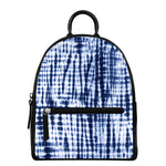 Blue Tie Dye Shibori Print Leather Backpack
