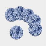 Blue Tie Dye Shibori Print Leather Coaster Set