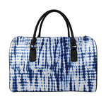 Blue Tie Dye Shibori Print Leather Duffle Bag