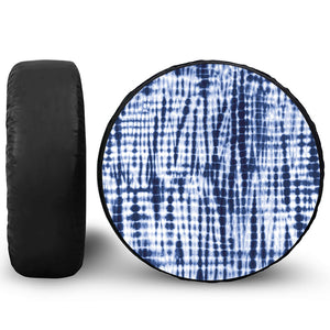 Blue Tie Dye Shibori Print Leather Spare Tire Cover