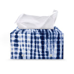 Blue Tie Dye Shibori Print Leather Tissue Box Cover