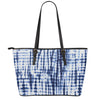 Blue Tie Dye Shibori Print Leather Tote Bag