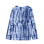 Blue Tie Dye Shibori Print Long Sleeve Short Coat