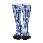 Blue Tie Dye Shibori Print Long Socks