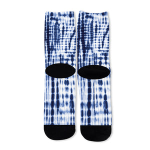 Blue Tie Dye Shibori Print Long Socks