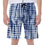 Blue Tie Dye Shibori Print Men's Beach Shorts