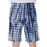 Blue Tie Dye Shibori Print Men's Beach Shorts