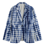 Blue Tie Dye Shibori Print Men's Blazer