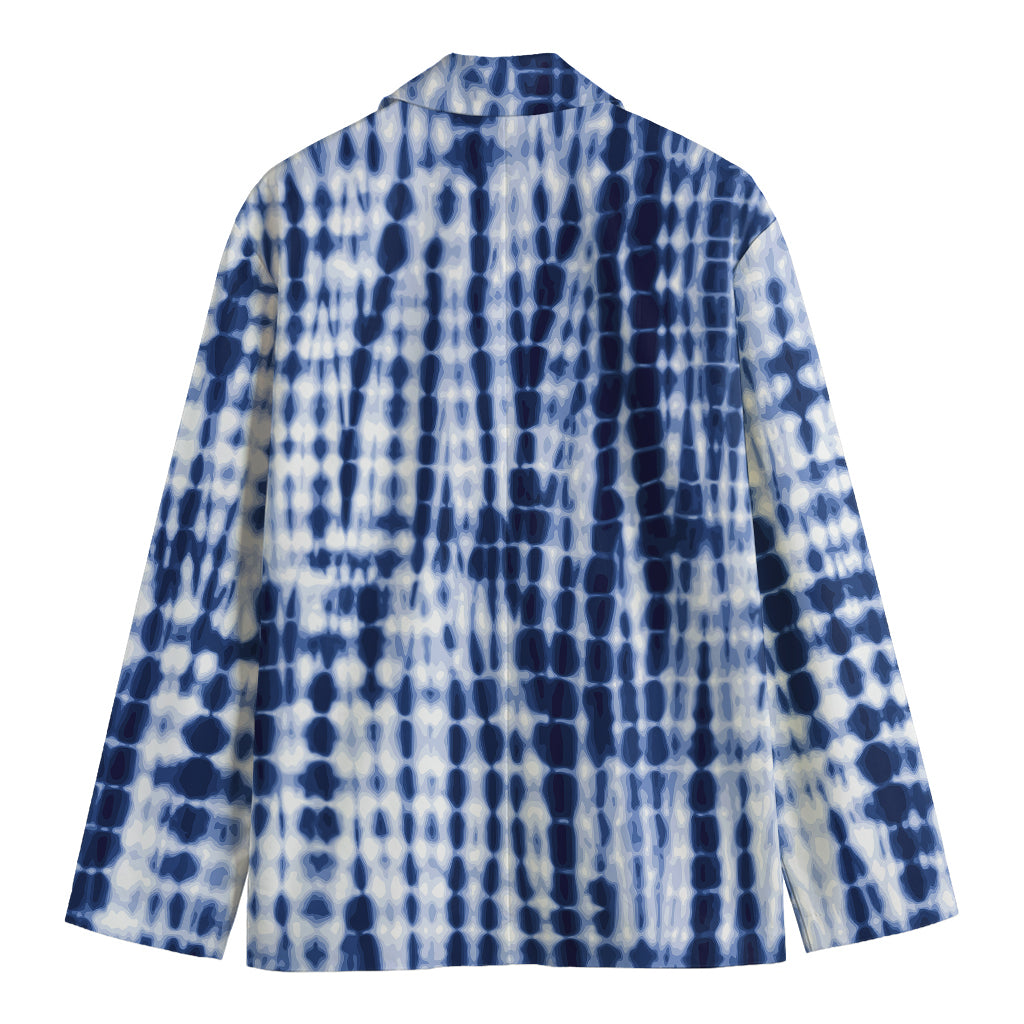 Blue Tie Dye Shibori Print Men's Blazer