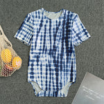Blue Tie Dye Shibori Print Men's Bodysuit