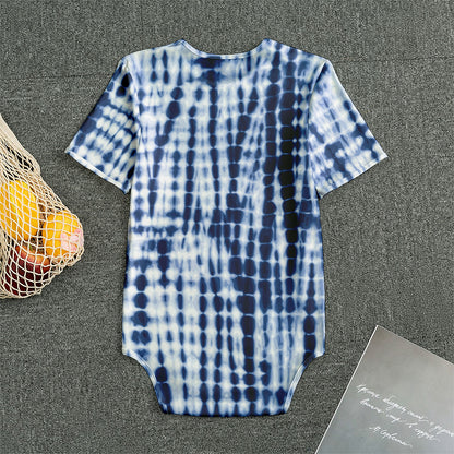 Blue Tie Dye Shibori Print Men's Bodysuit