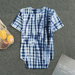 Blue Tie Dye Shibori Print Men's Bodysuit