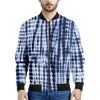 Blue Tie Dye Shibori Print Men's Bomber Jacket