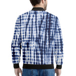 Blue Tie Dye Shibori Print Men's Bomber Jacket