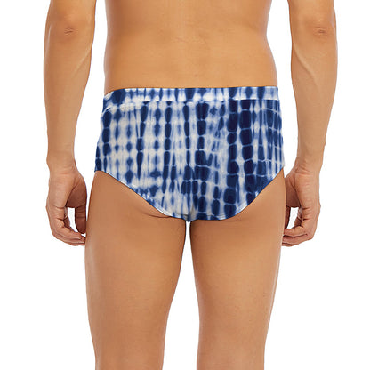 Blue Tie Dye Shibori Print Men's Briefs