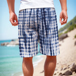 Blue Tie Dye Shibori Print Men's Cargo Shorts
