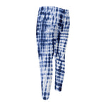 Blue Tie Dye Shibori Print Men's Compression Pants