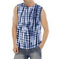Blue Tie Dye Shibori Print Men's Fitness Tank Top