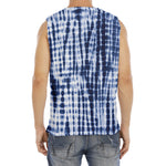 Blue Tie Dye Shibori Print Men's Fitness Tank Top