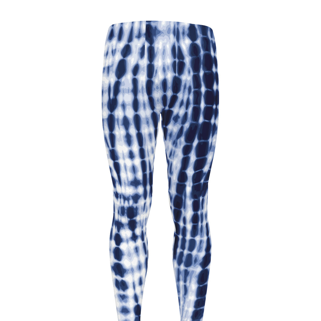 Blue Tie Dye Shibori Print Men's leggings
