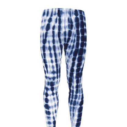 Blue Tie Dye Shibori Print Men's leggings