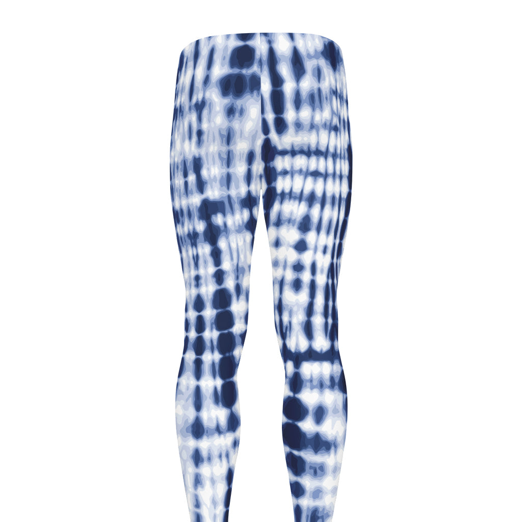 Blue Tie Dye Shibori Print Men's leggings