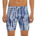 Blue Tie Dye Shibori Print Men's Long Boxer Briefs