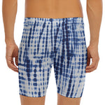 Blue Tie Dye Shibori Print Men's Long Boxer Briefs