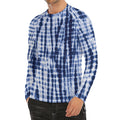 Blue Tie Dye Shibori Print Men's Long Sleeve Rash Guard