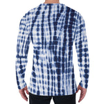 Blue Tie Dye Shibori Print Men's Long Sleeve T-Shirt