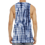 Blue Tie Dye Shibori Print Men's Muscle Tank Top