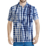 Blue Tie Dye Shibori Print Men's Polo Shirt