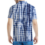 Blue Tie Dye Shibori Print Men's Polo Shirt