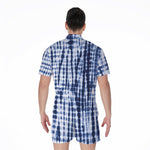 Blue Tie Dye Shibori Print Men's Rompers